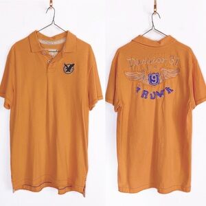 American Eagle Mens Polo Shirt Orange Embroidered Cotton Preppy size L